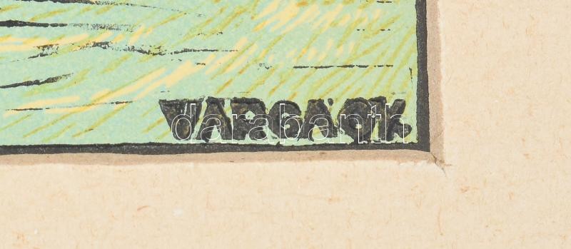 Varga Gyula (1935-2002): Veszprém. Linómetszet, papír, jelzett a metszeten. Paszpartuban. 21,5x49 cm - Image 2