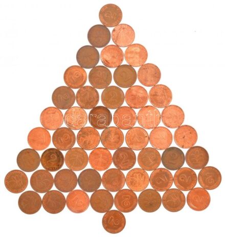 NSZK 1972-1991. 2pf Cu-acél (54x) T:2-3 FRG 1972-1991. 2 Pfennig Cu-steel (54x) C:XF-F