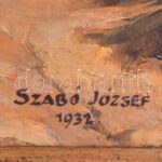 Szabó József (1890-1955): Zöldellő táj, 1932. Olaj, vászon, jelzett. Dekoratív, sérült fakeretben. 55×68,5 cm. - Image 2