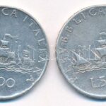 Olaszország 1959R-1966R 500L Ag (2xklf) 'Kolumbusz hajói' T:2- ph, karc Italy 1959R-1966R 500 Lire Ag (2xdiff) 'Columbus' Ships' C:VF edge error, scratch Krause KM#98