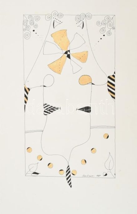 Szász Károly István (1909-1979): Fej. Vegyes technika, papír. Jelzett. 44x24,5 cm