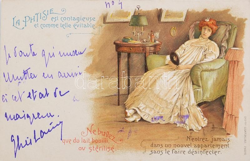 1900 Francia képeslap litográfia. Hozzá a kép réz nyomólemeze 12x8 cm - Image 2