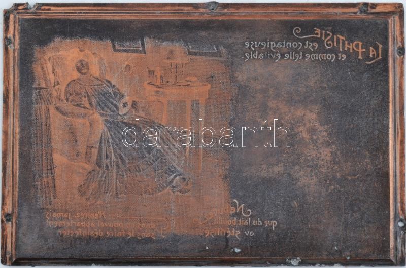1900 Francia képeslap litográfia. Hozzá a kép réz nyomólemeze 12x8 cm - Image 3