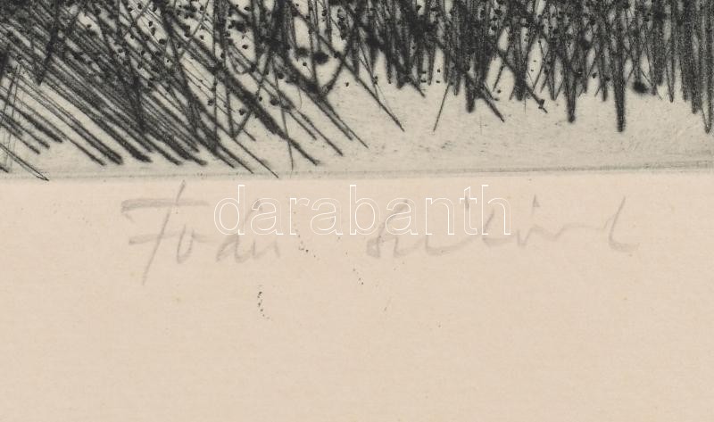 Iván Szilárd (1912-1988): Tájkép (cím nélkül). Rézkarc, papír, jelzett, 34×24,5 cm - Image 2
