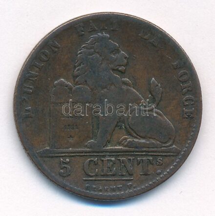 Belgium 1848. 5C Cu T:2-,3 Belgium 1848. 5 Centimes C:VF,F Krause KM# 5.1