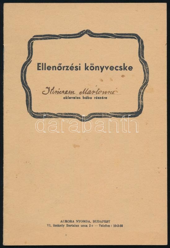 cca 1930 Ellenőrzési könyvecske 16p.
