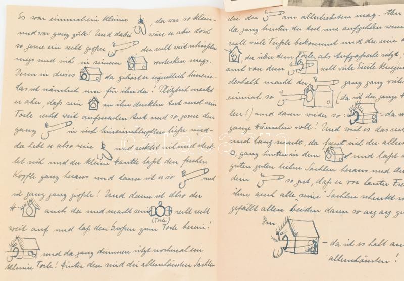 cca 1935-1940 Erotika a 3. birodalomban. Két, náci párttag fiatal erotikus tartalmú levelezése és kapcsolódó okmányok, rajzok. Fotók, közötte erotikus, porno rajzok, szerelmes levelek náci fejléces papírok, reklámok, stb - Image 4
