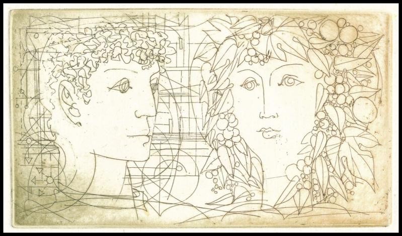 Kass János (1927-2010): Ádám és Éva (Pár) . Rézkarc, papír: Jelzett 8,5x15 cm - Image 2
