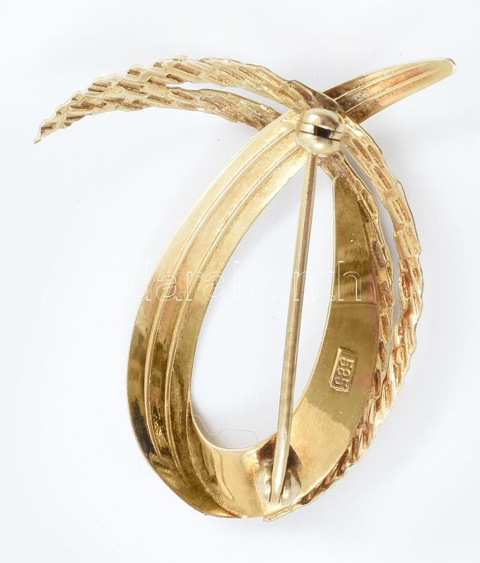 Arany (Au/14k) bross, jelzett, nettó: 3,12g, 3x4cm - Image 3