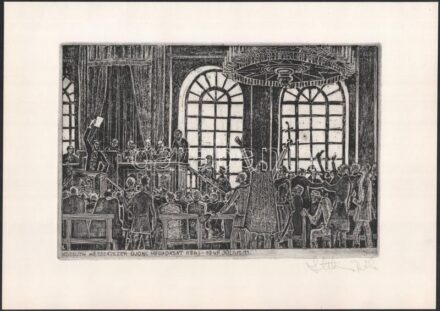 Stettner Béla (1928-1984): Kossuth kétszázezer újonc megadását kéri - 1848. július 11.Rézkarc, papír, jelzett. 19,5x29,5 cm