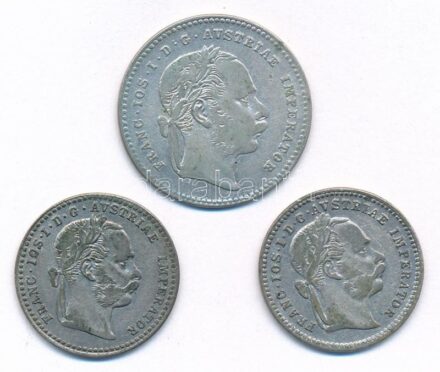Ausztria 1868. 20kr Ag + 1869-1872. 10kr Ag (2x) 'Ferenc József' T:2,2 patina Austria 1868. 20 Kreuzer Ag + 1869-1872. 10kr Ag (2x) 'Franz Joseph' C:XF,VF patina Krause KM#2212