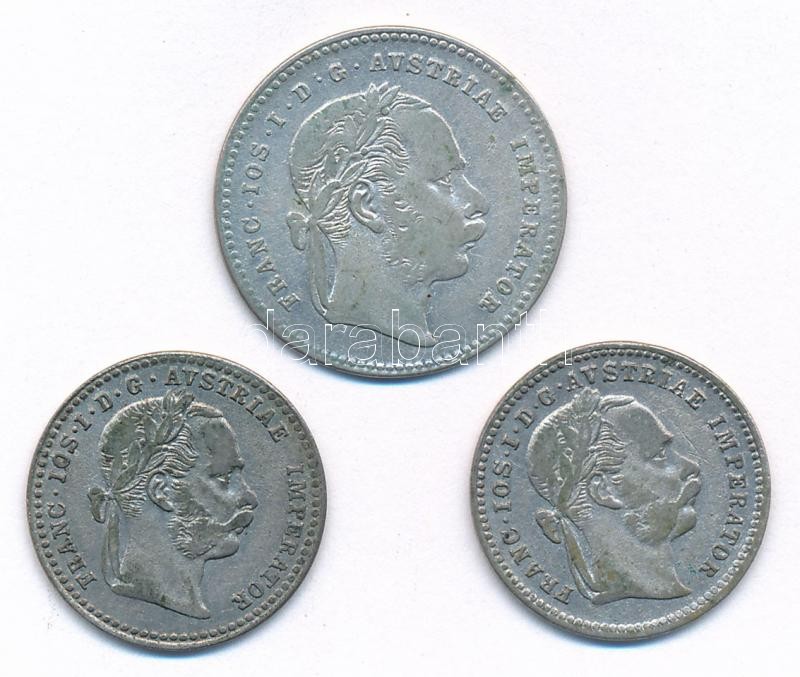 Ausztria 1868. 20kr Ag + 1869-1872. 10kr Ag (2x) 'Ferenc József' T:2,2 patina Austria 1868. 20 Kreuzer Ag + 1869-1872. 10kr Ag (2x) 'Franz Joseph' C:XF,VF patina Krause KM#2212