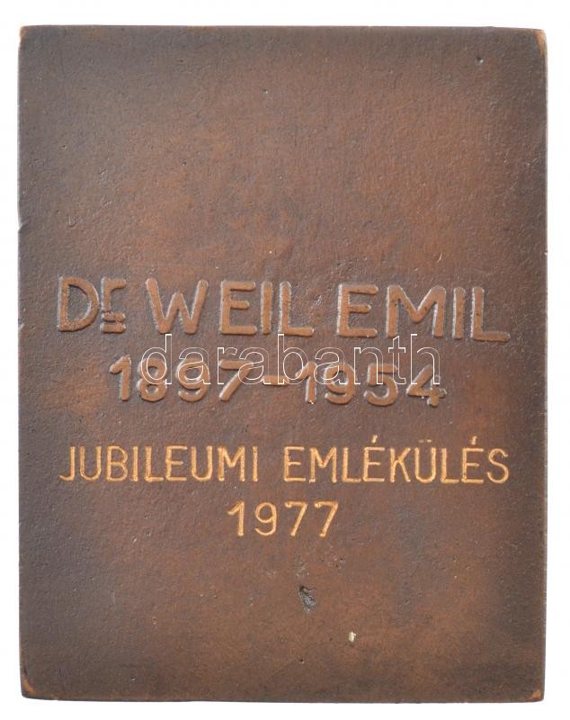 Beck András (1911-1985) 1977. 'Dr. Weil Emil 1897-1954, Jubileumi emlékülés 1977' öntött bronz plakett, hátoldalán gravírozva (68x53mm) T:1- hátoldalán ü. - Image 2