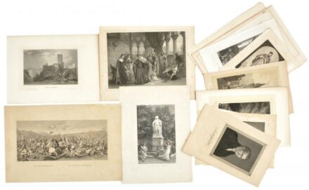 cca 1800-1890 17 db metszet, klf. technikák, papír, klf. méretekben, néhány foltos. Érdekes, átnézásre érdemes.