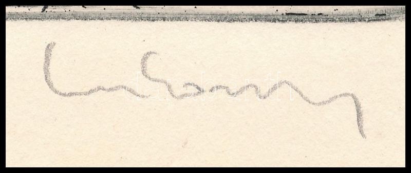 Lukovszky László (1922-1981): Itt születtem én, ezen a tájon. Rézkarc, papír, jelzett. 20x29,5 cm - Image 3