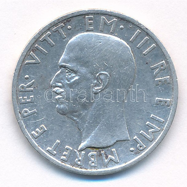 Albánia / Olasz megszállás 1939R 5L Ag 'III. Viktor Emánuel' T:2 patina / Albania / Italian Occupation 1939R 5 Lire Ag 'Vittorio Emanuele III' C:XF patina Krause KM#33