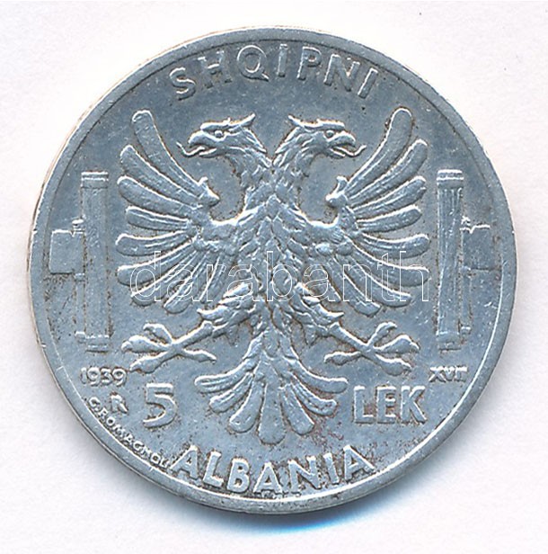 Albánia / Olasz megszállás 1939R 5L Ag 'III. Viktor Emánuel' T:2 patina / Albania / Italian Occupation 1939R 5 Lire Ag 'Vittorio Emanuele III' C:XF patina Krause KM#33 - Image 2