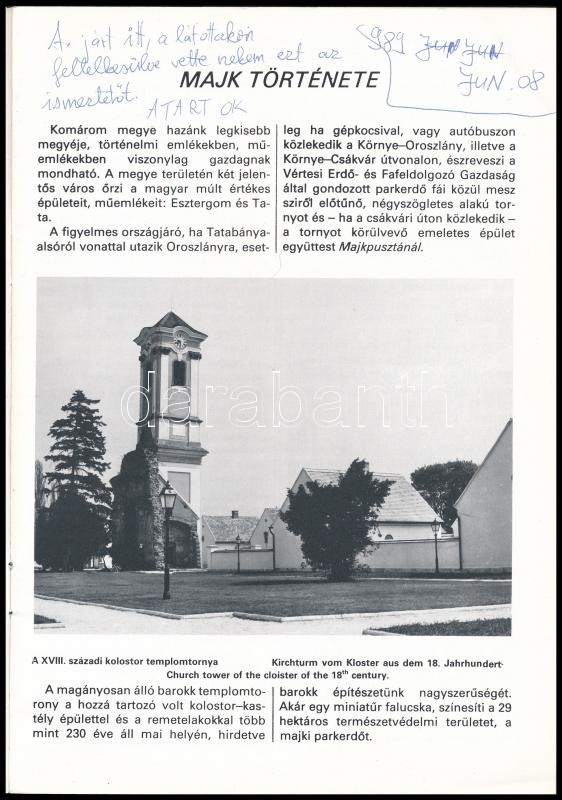 Kulcsár Emil Miklós: Majk története. Majk, 1987. Szerzői. 28p. - Image 2