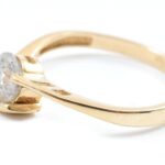 Arany (Au) 14K gyűrű 0,6 ct brillel (kő felületén sérülések), jelzett, méret: 51, bruttó: 1,9 g - Image 2