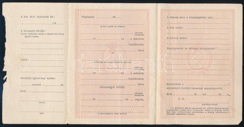 cca 1950 2 db kitöltetlen születési és házassági anyakönyvi kivonat Rákosi címerrel - Image 2
