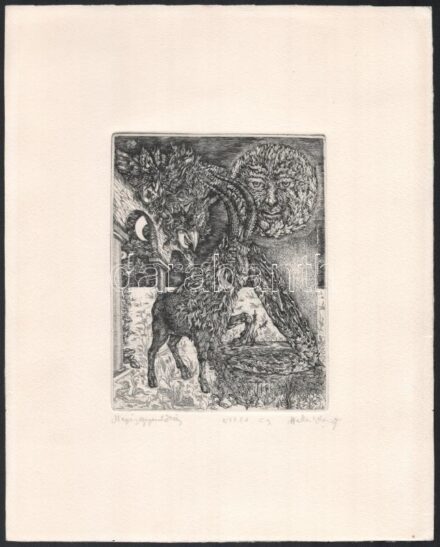 Balla Margit (1947-): Nap-éj egyenlőség. Rézkarc, papír, jelzett, 15×12 cm