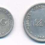 Curacao 1944D 1/4G Ag + 1948. 1/10G Ag 'I. Vilma' T:2- Curacao 1944D 1/4 Gulden Ag + 1948. 1/10 Gulden Ag 'Wilhelmina I' C:VF - Image 2