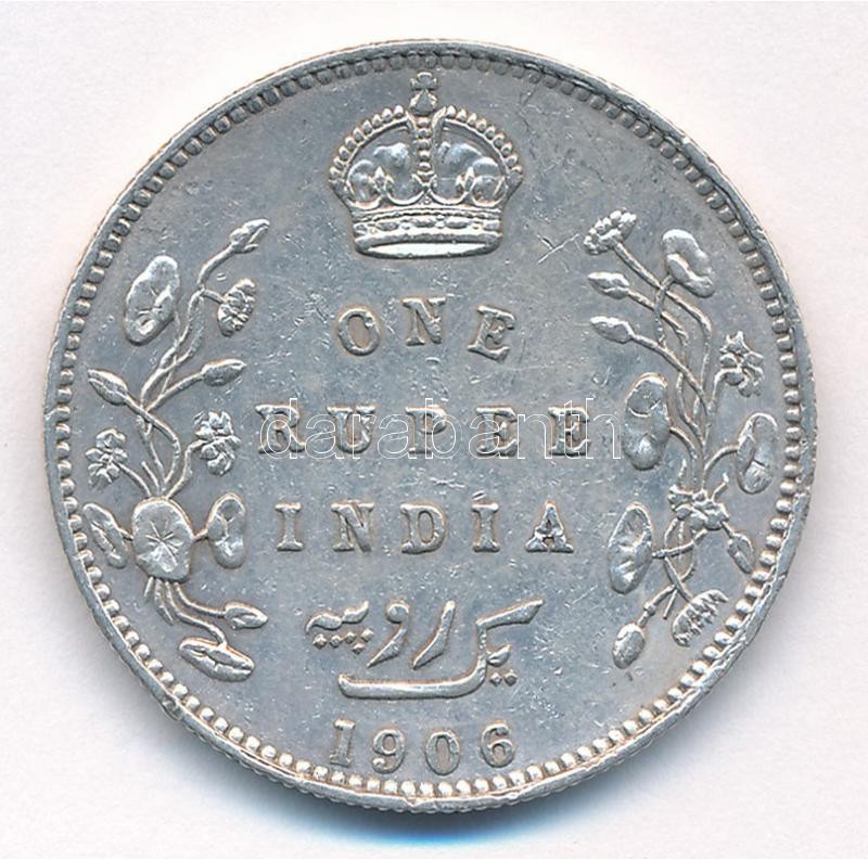 Brit-India 1906. 1R Ag 'VII. Eduárd' T:2- kis ph. British India 1906. 1 Rupee Ag 'Edward VII' C:VF small edge error - Image 2