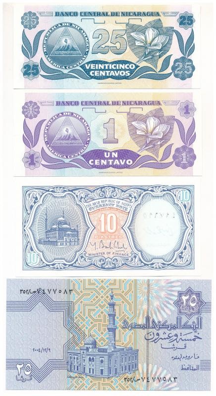 4db-os vegyes külföldi bankjegy tétel, közte Egyiptom 2004-2008. 25p + 2006. 10p + Nicaragua DN (1991) 1c + 25c T:I,I- 4pcs of mixed foreign banknote lot, in it Egypt 2004-2008. 25 Piastres + 2006. 10 Piastres + Nicaragua ND (1991) 1 Centavo + - Image 2