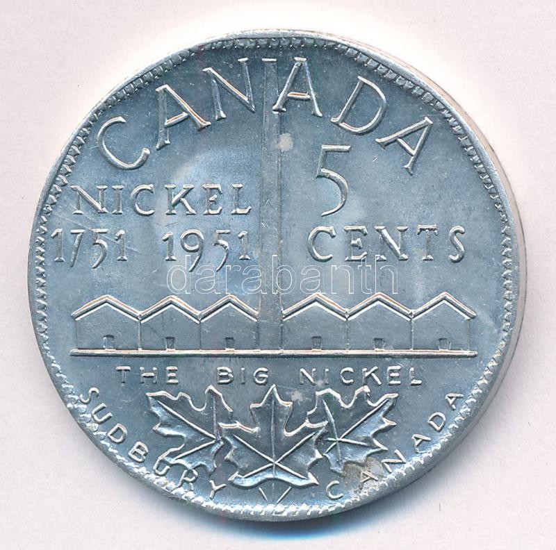 Kanada 1951. 5c Al 'Az ötcentes (Nickel) kétszáz éves évfordulója' zseton (38mm) T:1- Canada 1951. 5 Cents Al 'Nickel Bicentennial' token (38mm) C:AU C:XF