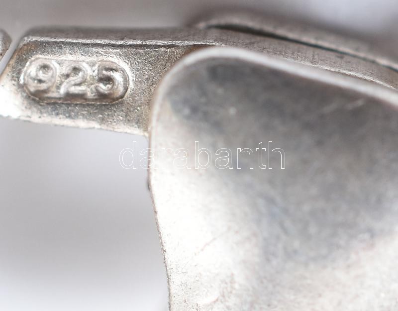 Ezüst(Ag) oválszemes nyaklánc, jelzett, h: 48 cm, nettó: 20,1 g - Image 3