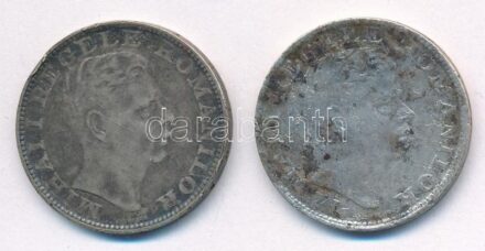 Románia 1942. 200L Ag 'I. Mihály' (2x) T:2- patina, ph. Romania 1942. 200 Lei Ag 'Mihai I' (2x) C:VF patina, edge error Krause KM#63