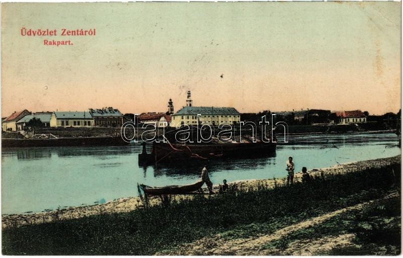 1907 Zenta, Senta; Rakpart. Fekete Sándor kiadása / quay, wharf (fl)