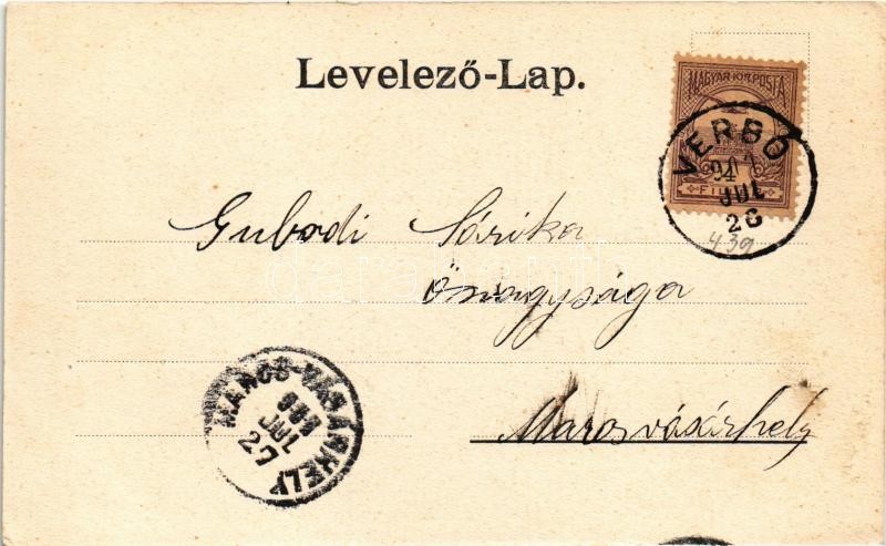 1901 Verbó, Vrbové; látkép a zsinagógával. Emanuel kiadása / general view with synagogue (fl) - Image 2