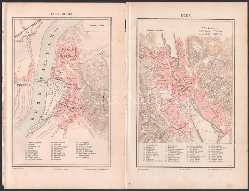 cca 1900-1940 46 db vegyes térkép, többségében a Pallas Nagy Lexikonából, néhány vármegye térképpel (Arad, Eszertgom, Abaúj-Torna, Alsó-Fehér), néhány város (Budapest belső területe, Esztergom, Arad, Debrecen), Déli vasút, - Image 2