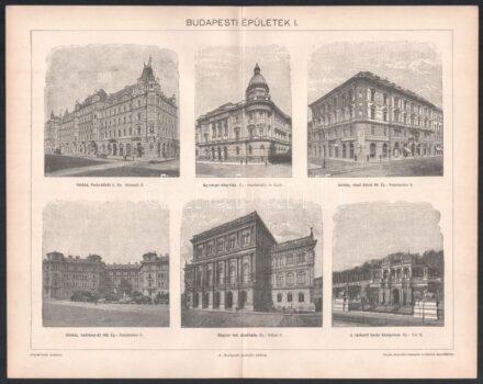cca 1900 60 db fekete-fehér nyomat, döntő többségében a Pallas Nagy Lexikonából sok érdekes témában (Budapesti épületek I., II. és III., magyar fegyverek I., torpedók, vérteshajók, szarvasok, vadászkutyák, vizslák, Buda és Pest