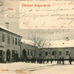 1908 Szászvár (Baranya), Fő tér télen, Holländer Ferenc üzlete. Brucker Izsó kiadása (EK)