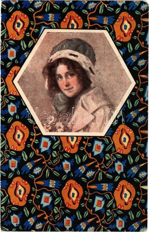 1921 Stoff-Reproduktion. B.K.W.I. Wiener Werkstätte Serie M. Stoffmuster-Entwurf Prof. Jos. Hoffmann. Art Nouveau (EK)