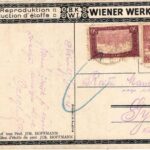 1921 Stoff-Reproduktion. B.K.W.I. Wiener Werkstätte Serie M. Stoffmuster-Entwurf Prof. Jos. Hoffmann. Art Nouveau (EK) - Image 2