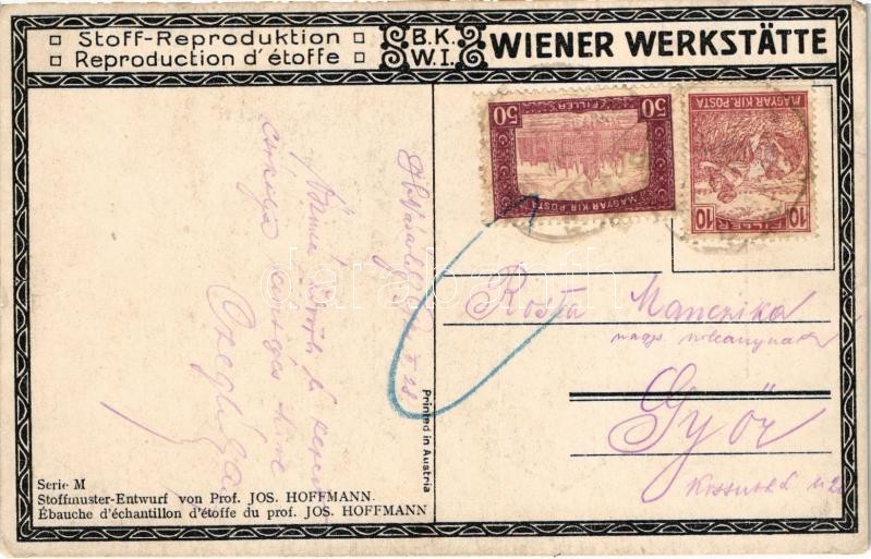1921 Stoff-Reproduktion. B.K.W.I. Wiener Werkstätte Serie M. Stoffmuster-Entwurf Prof. Jos. Hoffmann. Art Nouveau (EK) - Image 2