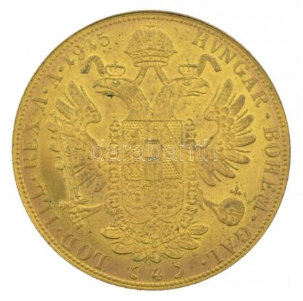 Ausztria 1915. 4D 'Ferenc József' aranyozott fém replika T:1- Austria 1915. 4 Ducat 'Franz Joseph' gilt metal replica C:AU