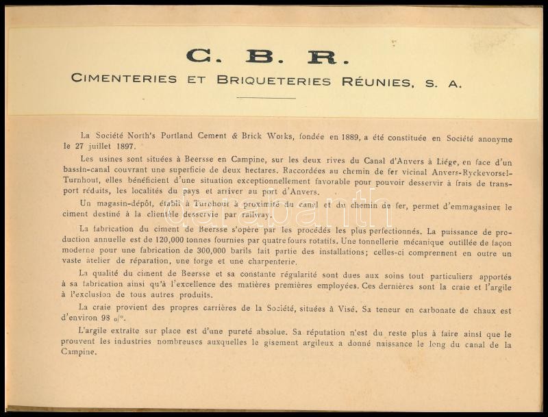 cca 1900 C.B.R. Cimenteries et Briqueteries Réunies S.A., Usine de Beersse - Image 2
