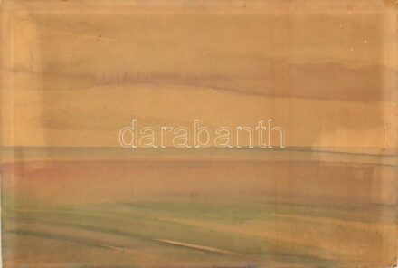 Basch Edit (1895-1980): Táj, 1930as évek (1935?). Akvarell, papír, kartonra kasírozva, jelezve jobbra lent. Hátoldalán Magyar Nemzeti Galéria - Új Magyar Képtár raglapjával. Sarkaiban kissé sérült. 35x51 cm