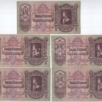 1930. 100P (5x) 'E 146 031570 - E 146 031575', sorszámkövetők és egyugrású sorszámokkal T:II-III mind szép papír! Adamo P17
