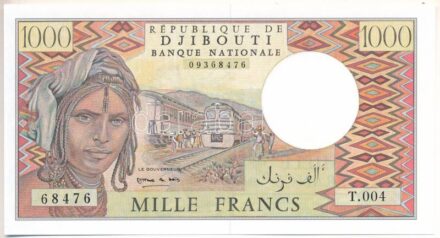 Dzsibuti DN (1991-2005) 1000Fr 'T.004 68476' T:I- Djibouti ND (1991-2005) 1000 Francs 'T.004 68476' C:AU Krause 37.e