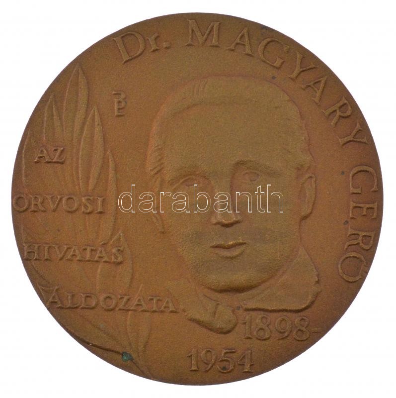 Bognár Lívia (1957-) 1984. 'Dr. Magyary Gerő - Az orvosi hivatás áldozata 1898-1954 / Keszthely Városi Tanács Kórház-Rendelőintézet 1759-1984 - Keszthelyi Éremgyűjtők' kétoldalas bronz emlékérem (59mm) T:1- kis ph, patina