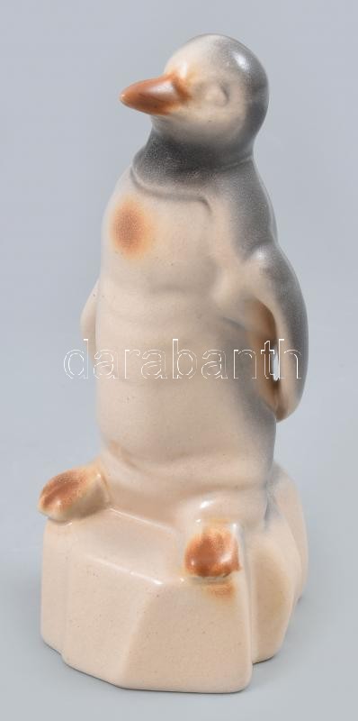 Faimar román porcelán pingvin figura. Jelzett, mázrepedésekkel, m: 17 cm