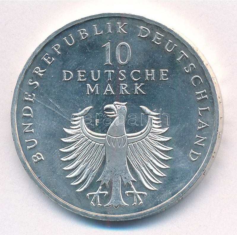 Németország 1998F 10M Ag '50 éves a Német Márka' T:1- kis patina Germany 1998F 10 Mark Ag '50 Years of the Deutsche Mark' C:AU small patina Krause KM#195 - Image 2