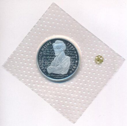 Németország 1997D 10M Ag 'Heinrich Heine' fóliatokban T:PP fo. Germany 1997D 10 Mark Ag 'Heinrich Heine' in foil packing C:PP spotted Krause KM# 161