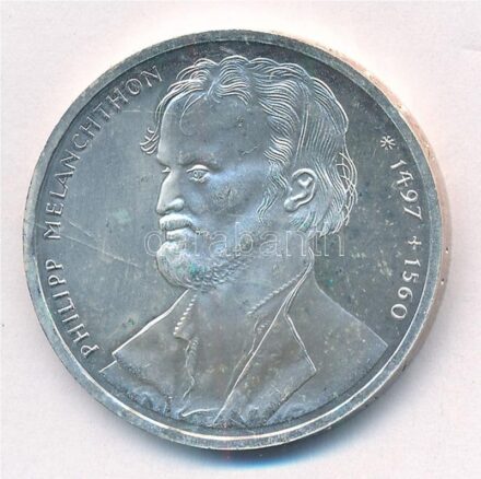 Németország 1997J 10M Ag '500 éve született Philipp Melanchthon' T:1- patina Germany 1997J 10 Mark Ag '500th Birth Anniversary - Philipp Melanchthon' C:AU patina Krause KM#189.1