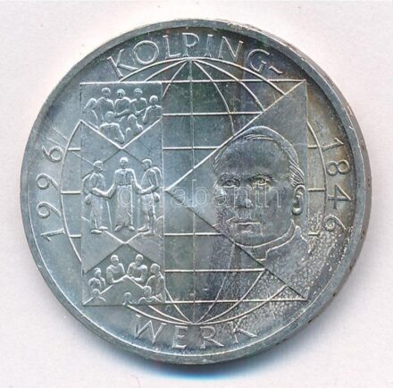 Németország 1996A 10M Ag '150 éve alakult a Kolping mozgalom' T:1- erős patina Germany 1996A 10 Mark Ag '150th Anniversary of founding - Kolpingwerk' C:AU strong patina Krause KM#188